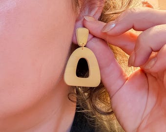 Custom Color Soft Triangle Dangle Earrings | Polymer Clay and Nickel Free Metal