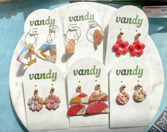 Custom Dangle Earrings – Polymer Clay, Hypoallergenic Metal, Choose Color/Shape