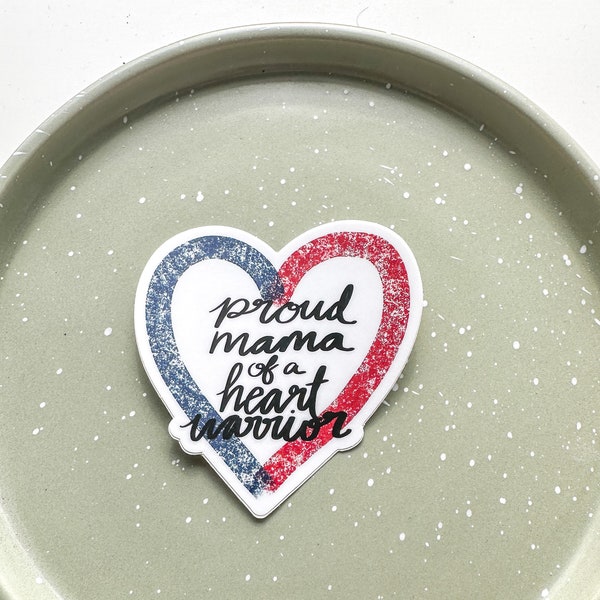 RETIRING Proud Mama of a Heart Warrior Clear Sticker | Congenital Heart Defect Warrior | Heart Disease Warrior | Weatherproof