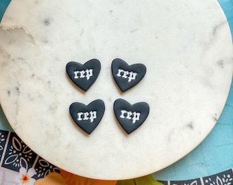Reputation Heart Earrings | Black Stud, Hoop, Dangle | Handmade Polymer Clay