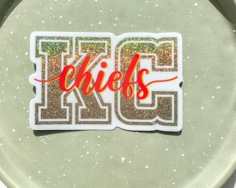 KC Chiefs Weatherproof Sticker |  Super Bowl Sticker | Glitter Effect | Kansas City Football