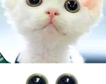 Olhos de gato verdes, pupilas grandes, olhos de vidro grandes para brinquedo, olhos de gato em feltro, brinquedo de pelúcia, olhos verdes, olhos de gatinho, boneca, brinquedo de gato amigurumi