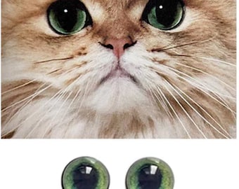 緑色の目の猫のガラスの目のカボションDIY、おもちゃ用の猫の緑色の目