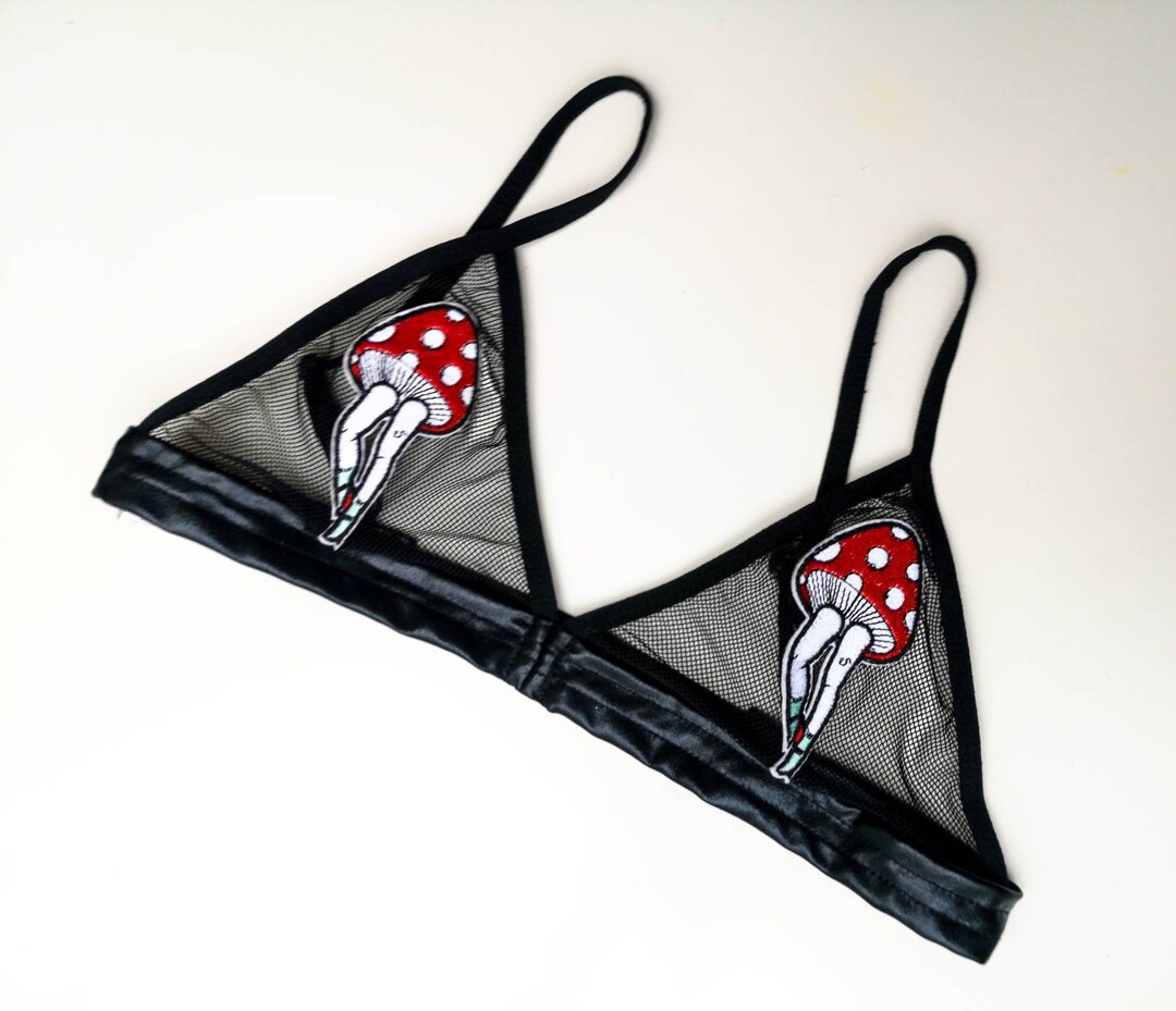 Trippy Mushroom Rave Outfit Rave Mushroom Bralette See Through Fishnet ...