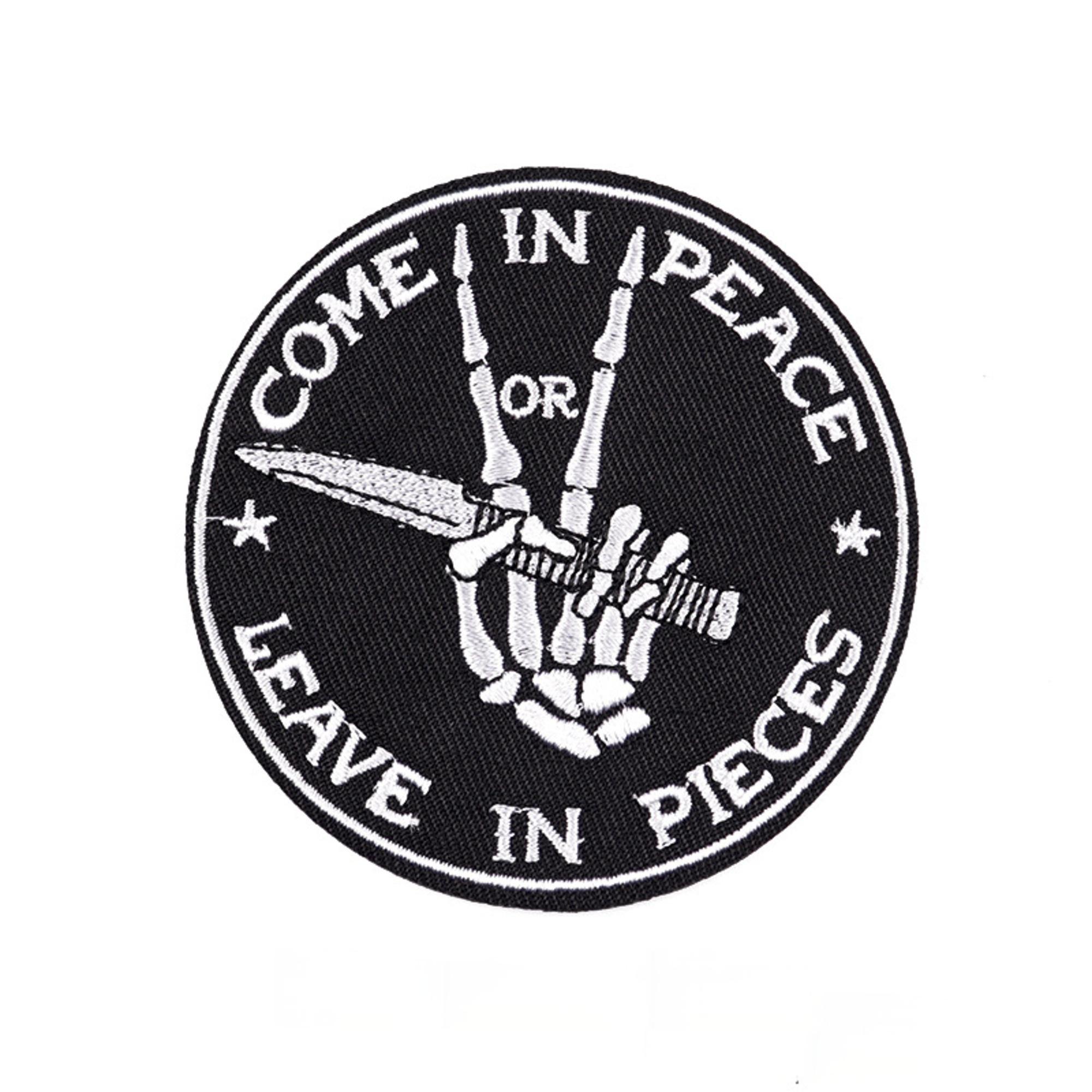 Skeleton Patch Come in Peace or Leave in Pieces Patch Gothic Patch 
