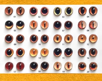 Realistische orange Katzenaugen Drachenaugen Kupfer winzige Augen Ginger Wesen Filztiere Stofftier Braune Glasaugen zum Filzen große Pupillen