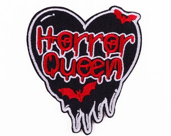 Horror Queen Patch: Schwarzes Herz Gestickte Aufbügler