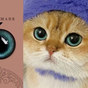 Blue cat eyes Glass eyes for toys cat eyes felted toy safety eyes diy felting animal stuffed toy large pupils Blue glass cabochons flat back