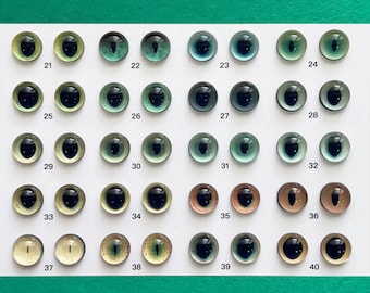 Olhos de gato verdes realistas, olhos de dragão, olhos de brinquedo de feltro, criaturas de feltro, animais de pelúcia, olhos de vidro para brinquedos, verde claro/escuro, pupila grande