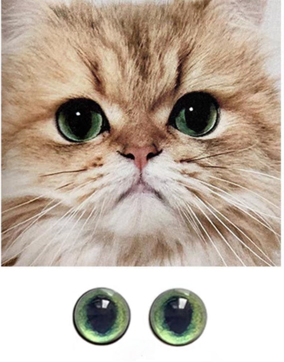 緑色の目の猫のガラスの目のカボションDIY、おもちゃ用の猫の緑色の目