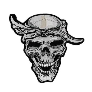 Large black and white skull embroidered patch Hip-hop style skull back iron on patch Rap skelleton applique T-shirt men jacket embroidery