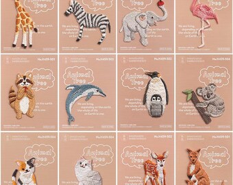 Animals patch African animals wild animals embroidery patch Elephant Kangaroo Penguin diy Deer Giraffe Zebra kids children clothes woodland