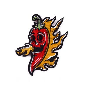 Red hot chilli patch Spicy Chilli patch Spitting fire chilli patch Iron-on chilli pepper patch Hot and spicy patch Flaming chili Apron patch