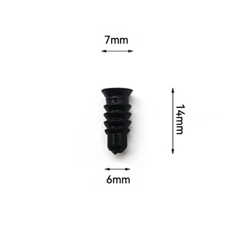 Puede incluir: Tornillo de pl&aacute;stico negro de 14 mm de largo, 7 mm de ancho y 6 mm de di&aacute;metro.