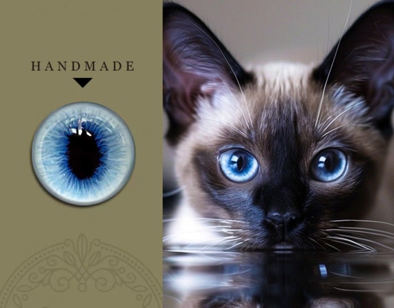 Dark Blue Siamese Cat Glass Eyes - 8mm Realistic Animal Eyes For Dolls & Crafts