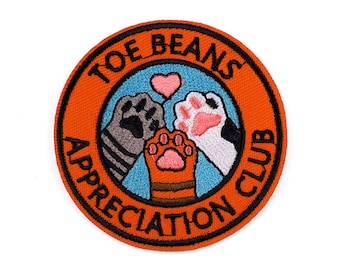 Cute cat patch Toe beans appreciation club patch Small round patch iron-on patch cat team cat fan cat lover art Funny cat patch Cat lady art