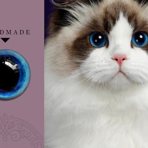 Blue cat eyes Glass eyes for toys Ragdoll cat eyes felted toys eyes diy felting animals stuffed toys Blue glass cabochons blue doll eyes diy