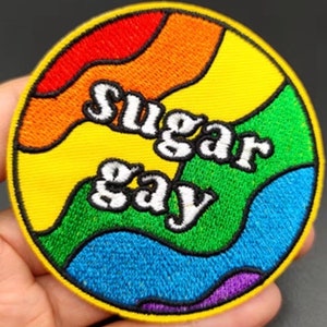 Sugar gay patch LGBTQ rainbow embroidered patch pattern gay pride parade iron on patch stitch on colorful patch backpack jeans jacket pocket