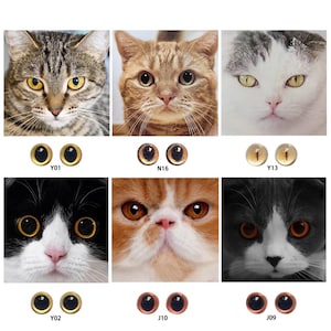 Ojos de gato amarillos realistas, ojos de dragón, tigre, león, cabra, ojos diminutos, criatura, animal de peluche para fieltrar, ojos de vidrio marrón para fieltrar, pupila grande
