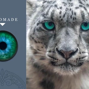 Ojos de leopardo de las nieves, ojos de vidrio verde para juguete de fieltro, ojos de gato salvaje realistas, animal de peluche de fieltro, cabujones de vidrio de gato azul, bricolaje