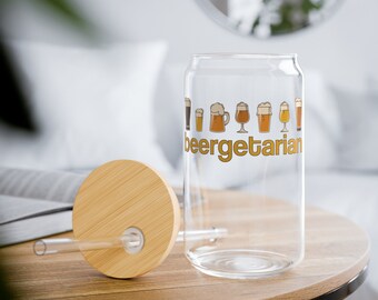 Beer Can Glass for Beer Lovers - Gift for Dad or Husband - 21st Birthday Gift - Fun Beer Pun Beergetarian