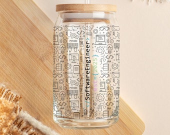 Engineer Graduation Gift 2025, Iced Coffee Glass Cup, Beer Glass Cup, Software Engineer Graduation Gift, Class of 2025 Graduation Gift