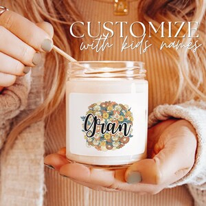 Gran Candle With Grandkids Names Personalized Gran Floral Soy Candle Grandchildren Names Flower Gran Custom Kids Mothers Day Gran Gifts