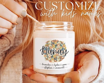 Nanay Candle With Grandkids Names Personalized Nanay Floral Soy Candle Grandkids Names Flower Filipino Nanay Custom Mothers Day Nanay Gifts