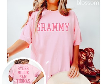 Grammy Shirts Custom Grammy Shirt with Grandkids Names Personalized Comfort Colors TShirt Gift for Grammy Mother’s Day Gifts