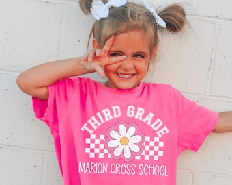 Custom Third Grade Shirts for Girls Comfort Colors Hello 3rd Grade Back to School Shirt First Day of School T-Shirt for Kids