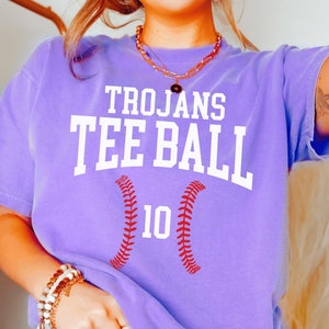 Custom Tee Ball Mom Shirt for T-Ball Mama Shirts for Little League Tball Mom Team Name Comfort Colors Tee-Ball for Women Game Day Tee