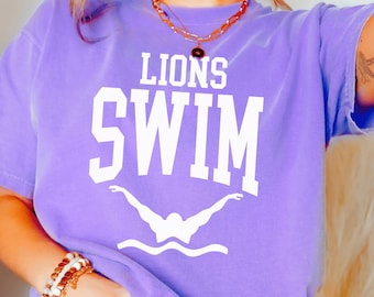 Custom Swim Mom Shirt for Swim Mom Shirts for Swimming Team Name Tshirt High School Swim Team Comfort Colors for Women Game Day Tee Swimmer