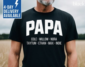 Personalized Papa Shirt Custom Papa Shirts Papa Gift Customized Father's Day TShirt Christmas Gift for Papa with Grandchildren Names