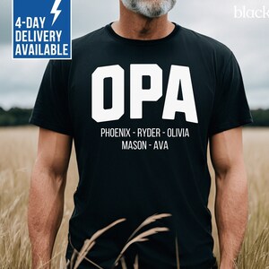 Personalized Opa Shirt Custom Opa Shirts Opa Gift Customized Father's Day TShirt Christmas Gift for Opa with Grandchildren Names