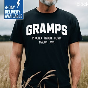 Personalized Gramps Shirt Custom Gramps Shirts Gramps Gift Customized Father&#39;s Day TShirt Christmas Gift for Gramps with Grandchildren Names