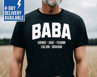 Personalized Baba Shirt Custom Baba Shirts Baba Gift Customized Father's Day TShirt Christmas Gift for Baba with Grandchildren Names