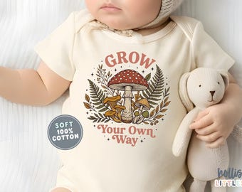 Grow Your Own Way Baby ONESIE® Mushroom Onesies® Cottagecore Baby Shirt Woodland Baby Nature Lover Onesie