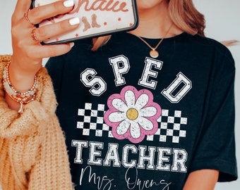 Personalized Special Education Teacher Shirt Custom SPED Teacher Crew Back to School Teacher Shirts for Special Education Teacher Retro