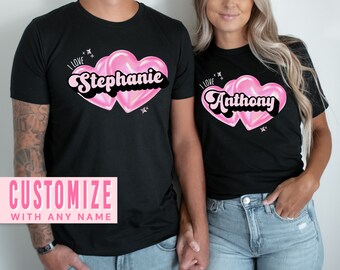 Valentine's Day Couples Shirts Custom Boyfriend Girlfriend Name Love Shirt Valentines Day Personalized Valentines Couple Outfit Matching
