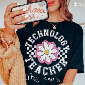 Personalized Technology Teacher Shirt Custom IT Computer Teacher Crew Back to School Teacher Shirts for Computer Science Teacher Retro