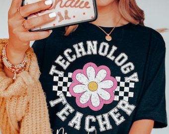 Personalized Technology Teacher Shirt Custom IT Computer Teacher Crew Back to School Teacher Shirts for Computer Science Teacher Retro