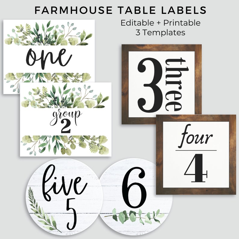 Canvas Badges, Printable Labels, Classroom Labels, Classroom Farmhouse Table Labels EDITABLE on Canva, Printables, Farmhouse Labels 