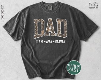 Camiseta para papá con nombres de los niños Camiseta de camuflaje para papá Camiseta personalizada para papá para el Día del Padre Camisetas para papás Camiseta de camuflaje para papá Regalo para el Día del Padre