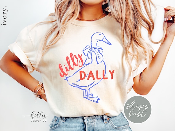 Dilly Dally Shirt Silly Goose Tshirt Funny Goose T-Shirt Sarcastic Shirt Women Preppy Girl Shirts Humor Animal Tee Sarcasm Shirt for Women