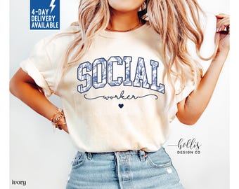 Social Worker Shirt Comfort Colors School Social Worker LSW MSW Floral T-Shirt School Therapist Gift for Social Worker