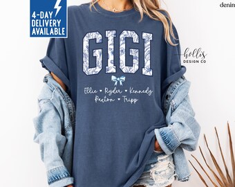 Custom Gigi Shirt Gift for Gigi Tshirt Personalized Grandma Gigi Shirt Gift from Grandkids Mother's Day T-Shirt for Gigi Floral