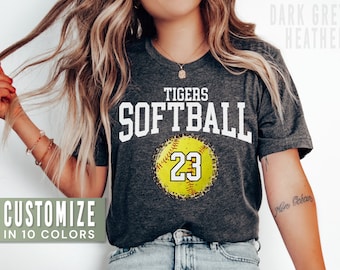 Custom Softball Mom Shirt for Softball Mama Shirts for Softball Team Name Tshirt High School Softball Player T Shirt for Women Game Day Tee
