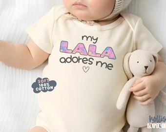 My Lala Adores Me Baby ONESIE® Grandma Mother's Day Onesies® Lala Loves Me Baby Shirt