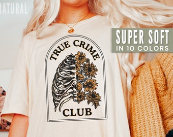 True Crime Shirt For Women Boho Trendy Funny True Crime Gift for True Crime Junkie Crime Show Tshirt True Crime Tee Crime And Coffee Shirts