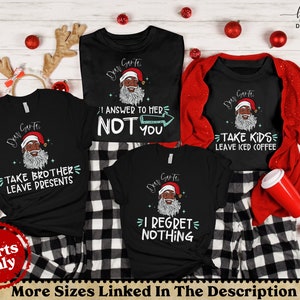 Brown Santa Pajamas Black Shirt Christmas Pajamas Family Christmas Pajamas Family Christmas Shirts African American Christmas PJs Matching